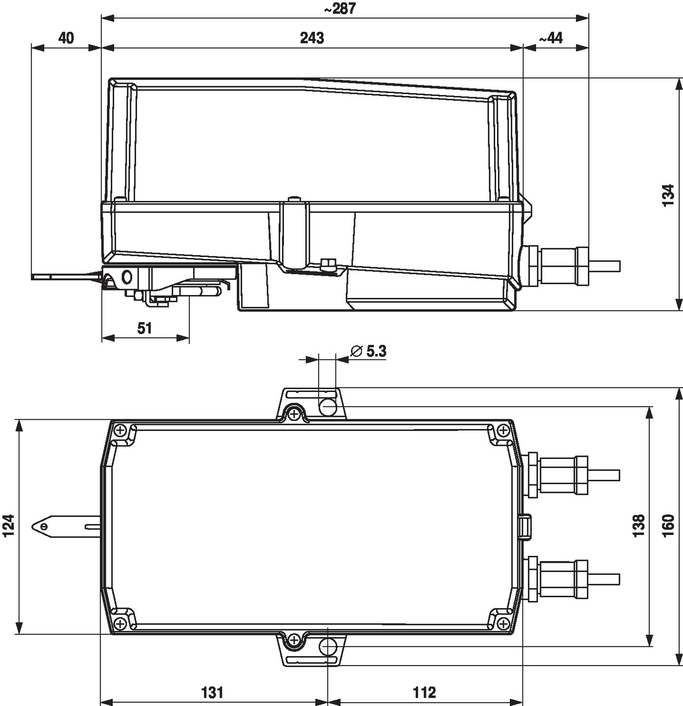 Габаритный чертёж Belimo SM24P-S